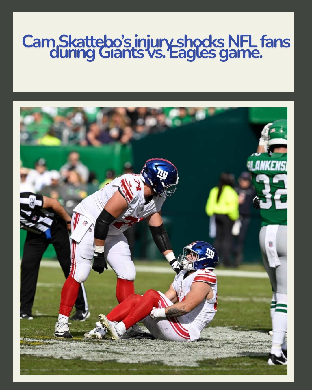 Heartbreaking Moment: Giants Star Cam Skattebo Suffers Brutal Ankle Injury — Fans React with Shock and Support”